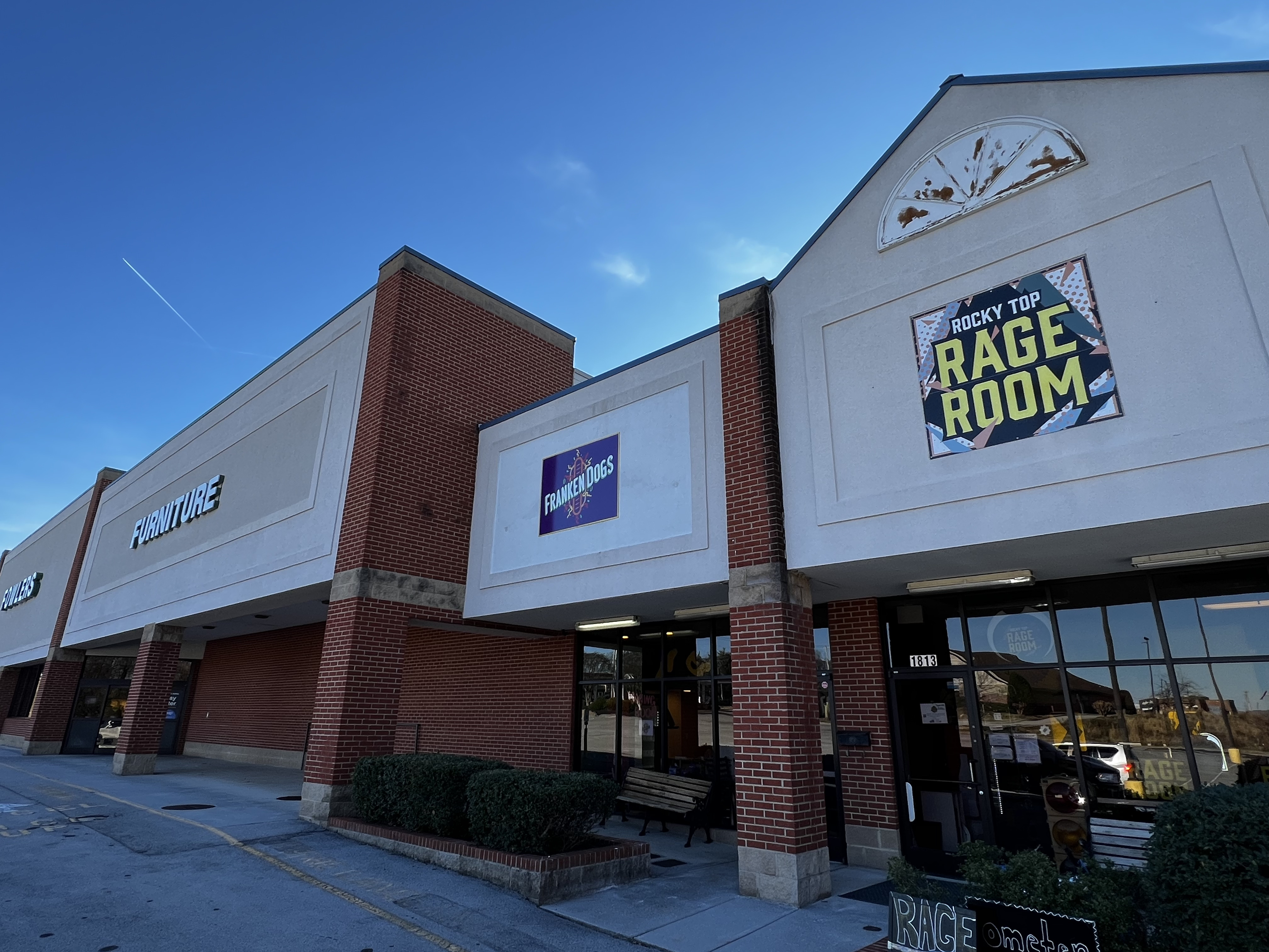 Storefront area for Franken Dogs on W Broadway Ave in Maryville, Tennessee